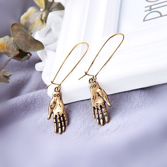 GlitzBlitz Boutique Jewelry - Any 2/$20! Gold Palmistry Ear Wire Dangle Earrings